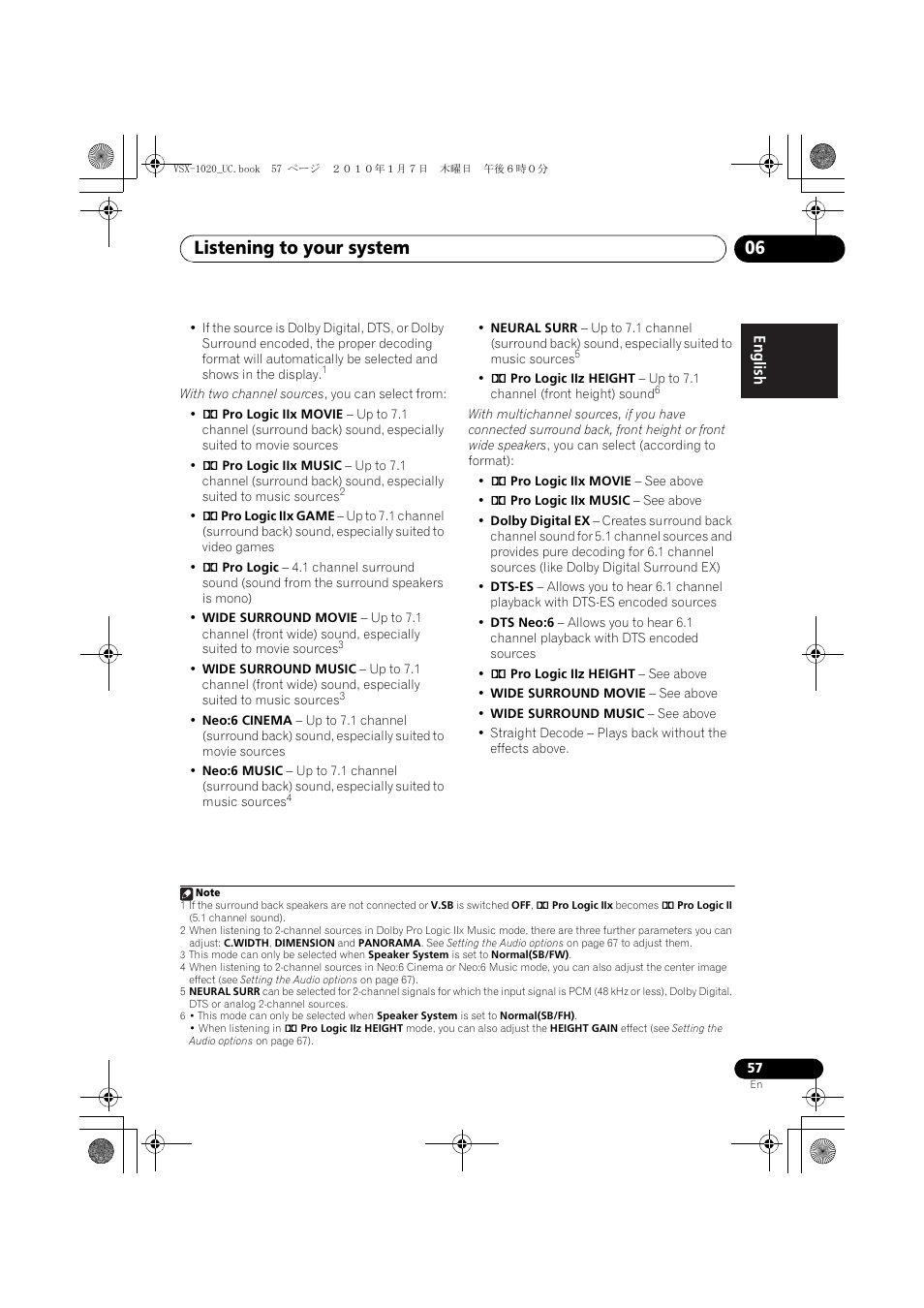 Listening to your system 06 | Pioneer VSX-1020 User Manual | Page 57 / 260