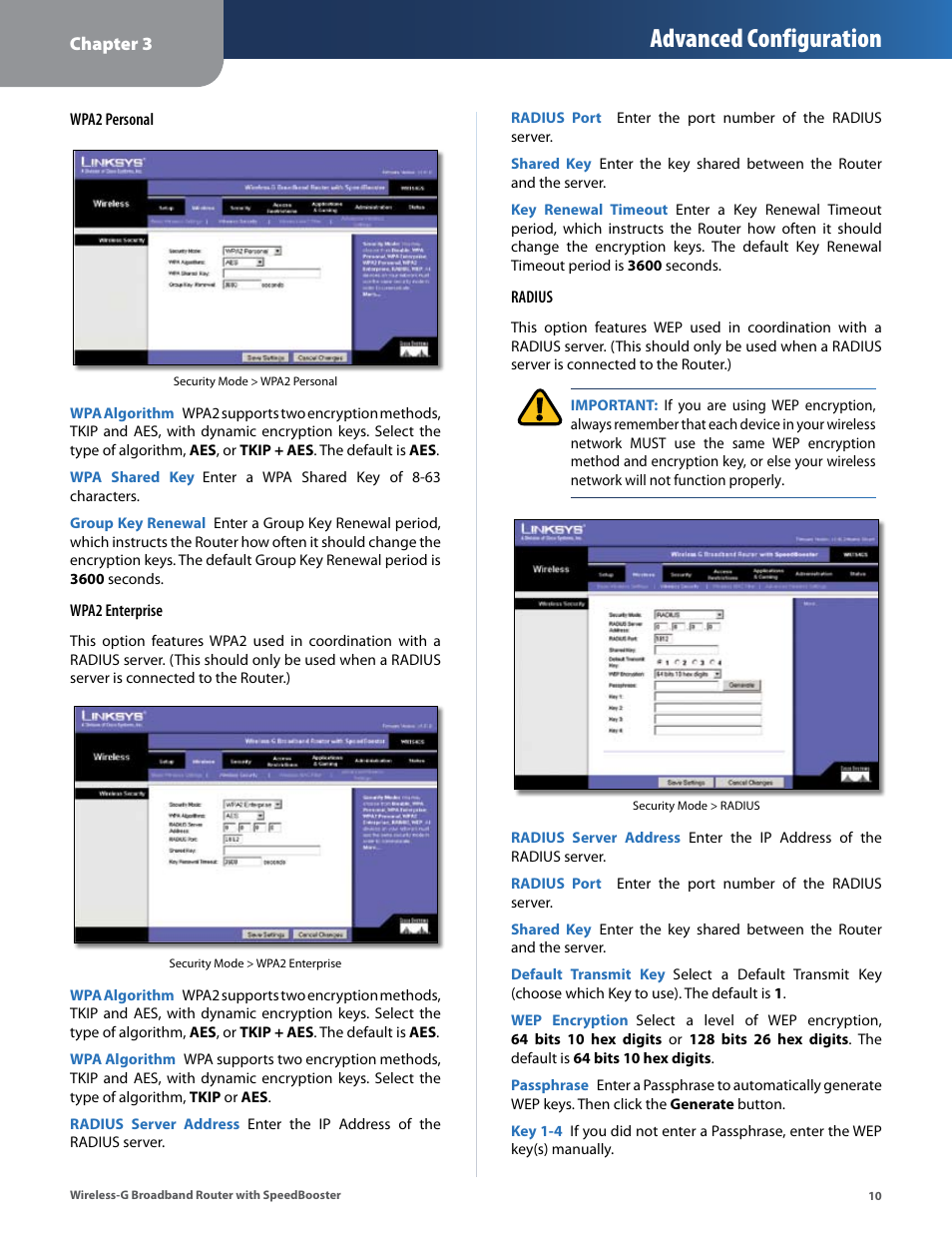 Advanced configuration | Linksys WRT54GS User Manual | Page 14 / 32