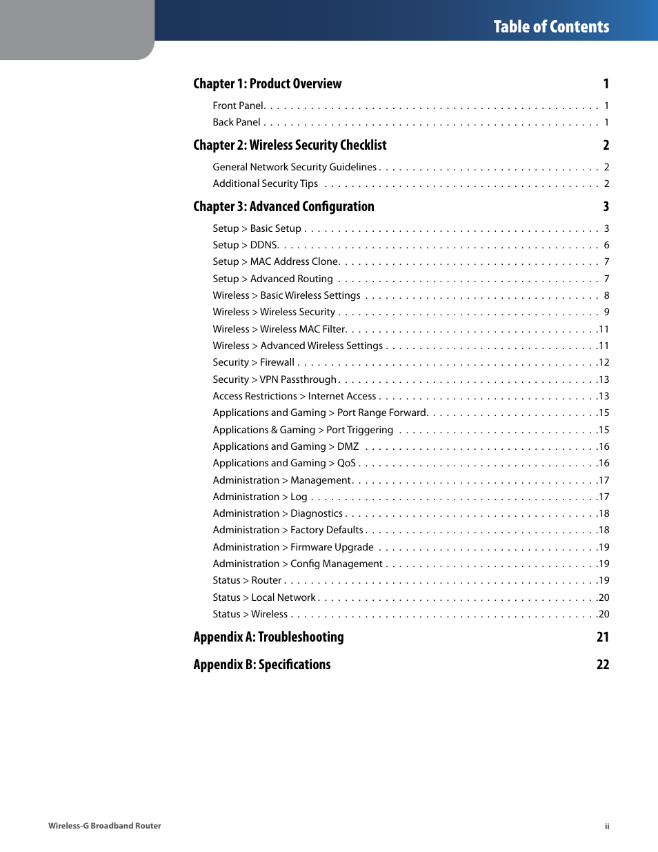 Linksys WRT54GS User Manual | Page 3 / 32