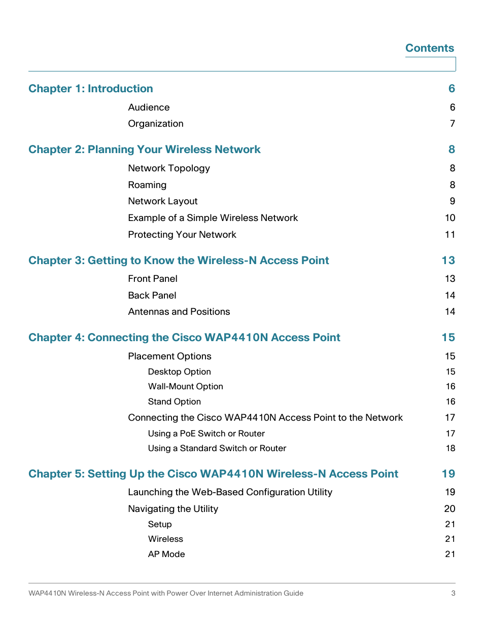 Cisco WIRELESS ACCESS POINT WAP4410N User Manual | Page 3 / 62