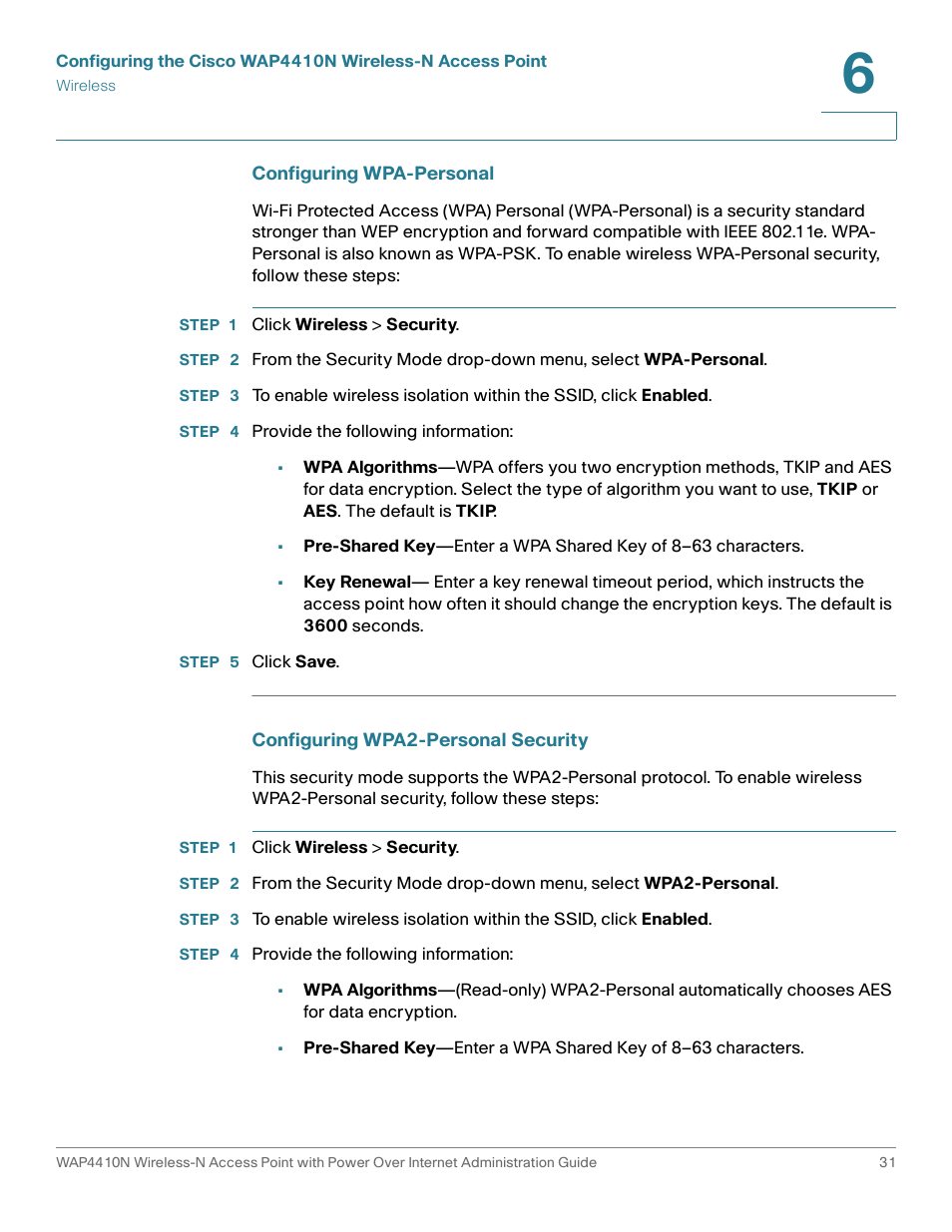 Cisco WIRELESS ACCESS POINT WAP4410N User Manual | Page 31 / 62