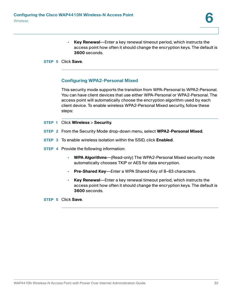 Cisco WIRELESS ACCESS POINT WAP4410N User Manual | Page 32 / 62