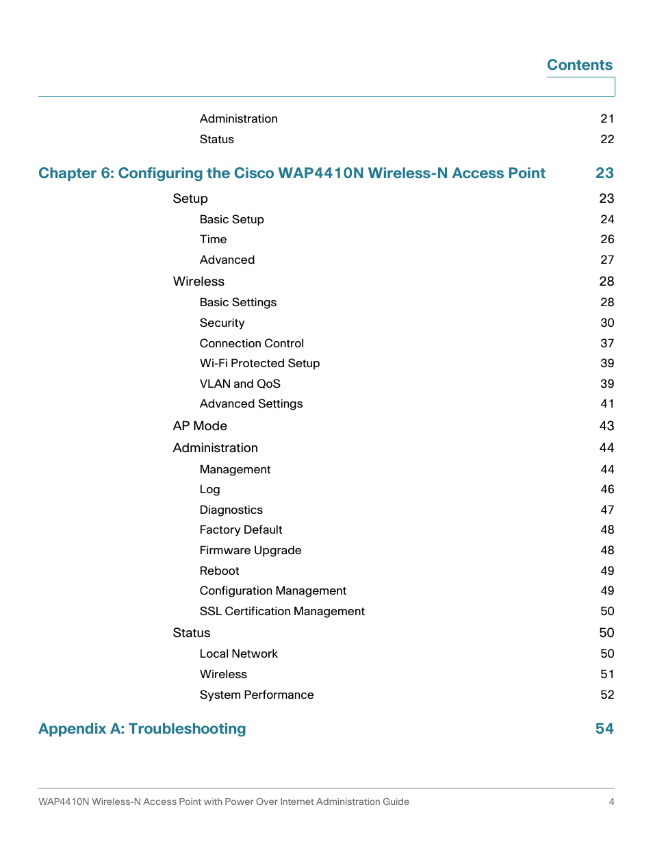 Cisco WIRELESS ACCESS POINT WAP4410N User Manual | Page 4 / 62
