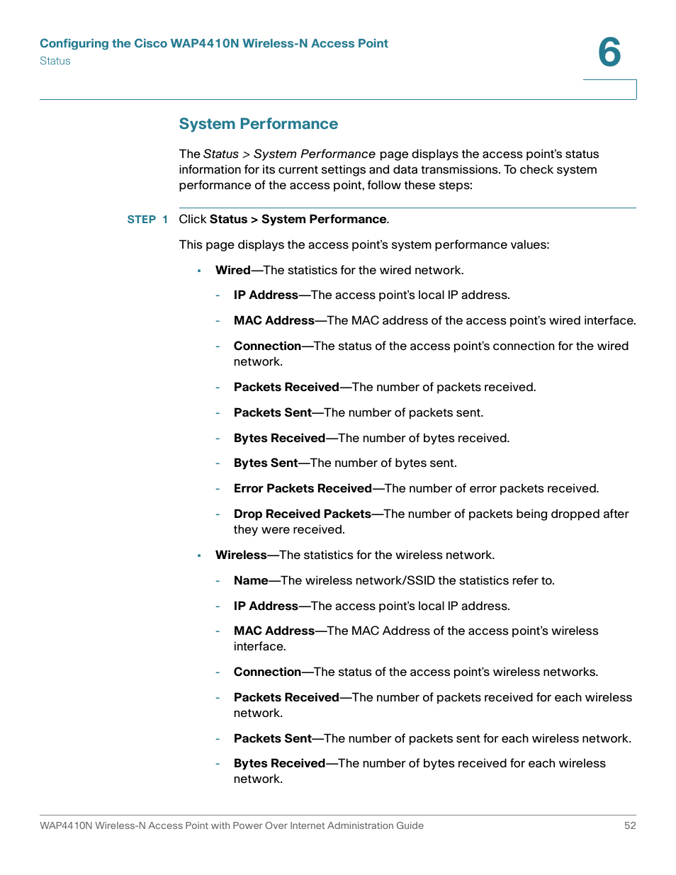 System performance, Displ | Cisco WIRELESS ACCESS POINT WAP4410N User Manual | Page 52 / 62