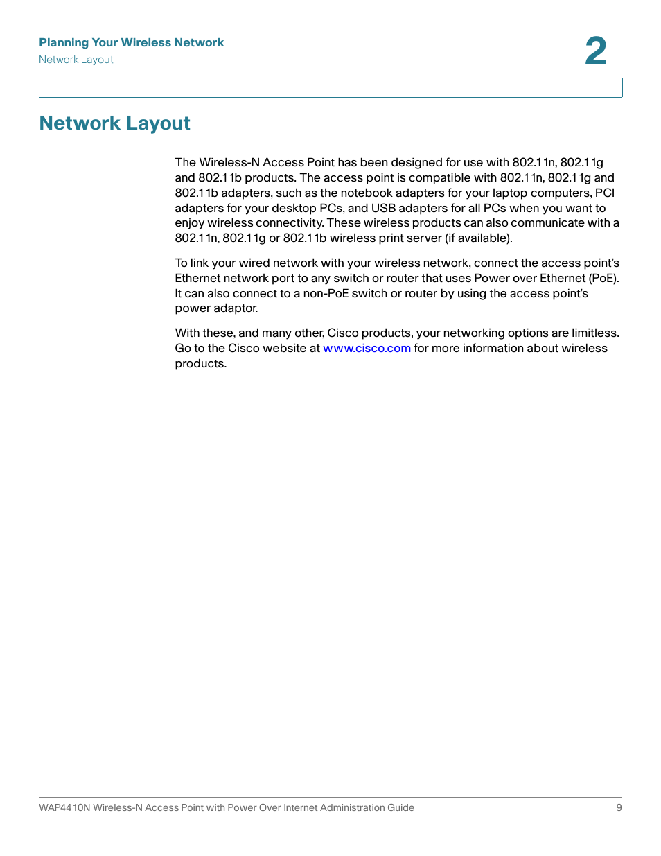 Network layout | Cisco WIRELESS ACCESS POINT WAP4410N User Manual | Page 9 / 62