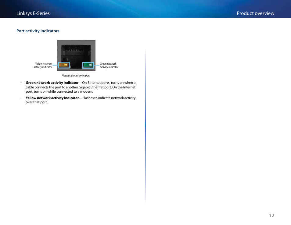 12 product overview linksys e-series | Linksys E4200 User Manual | Page 24 / 92