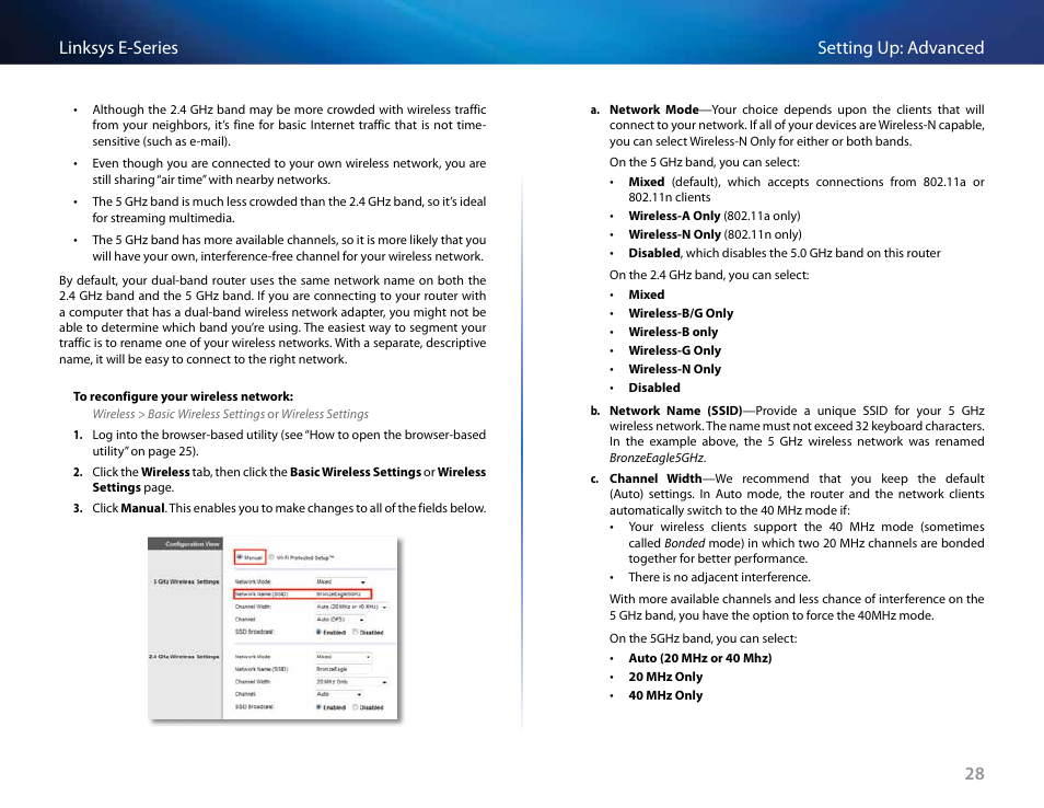 28 setting up: advanced linksys e-series | Linksys E4200 User Manual | Page 40 / 92
