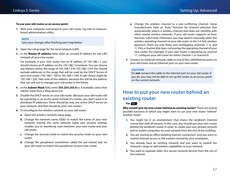 37 setting up: advanced linksys e-series | Linksys E4200 User Manual | Page 49 / 92