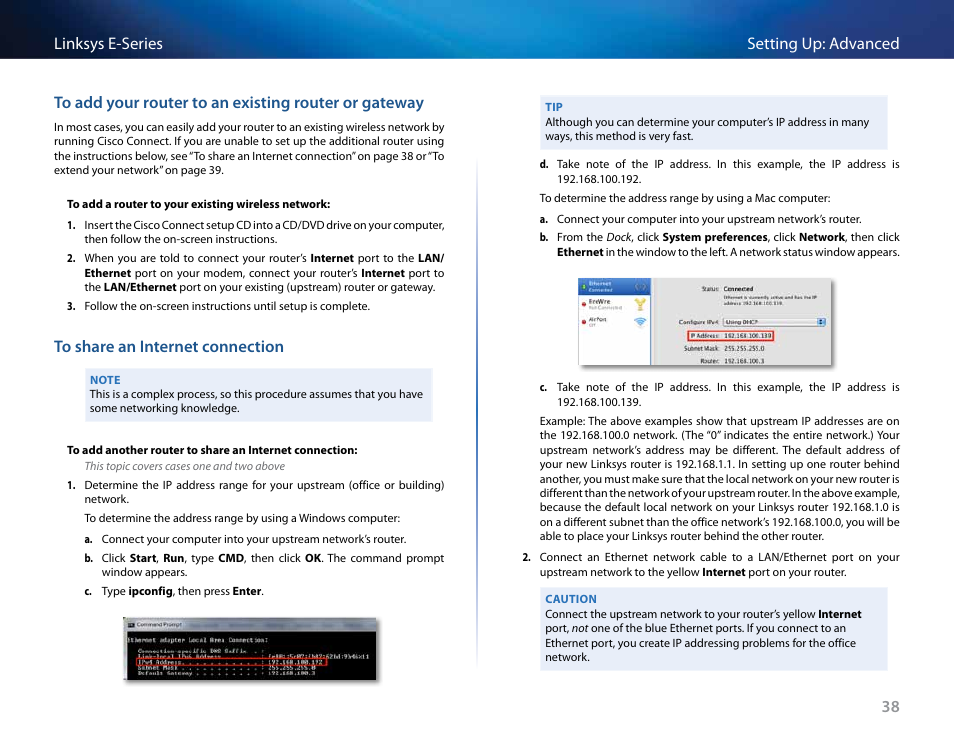 To share an internet connection | Linksys E4200 User Manual | Page 50 / 92