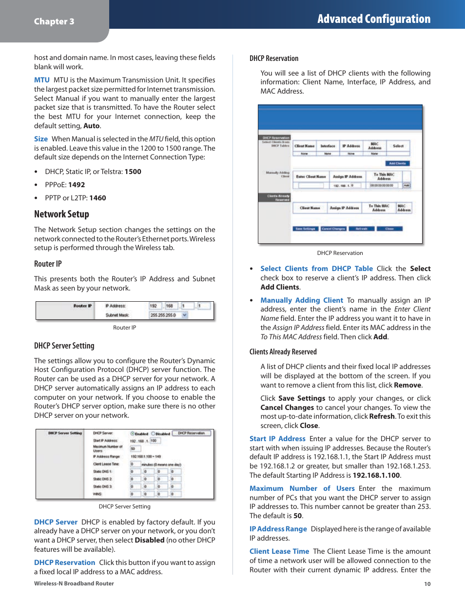 Advanced configuration, Network setup | Linksys WRT160N User Manual | Page 11 / 53