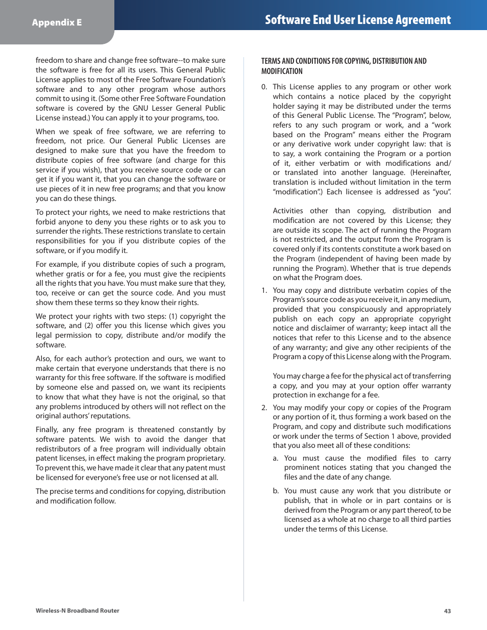 Software end user license agreement | Linksys WRT160N User Manual | Page 44 / 53