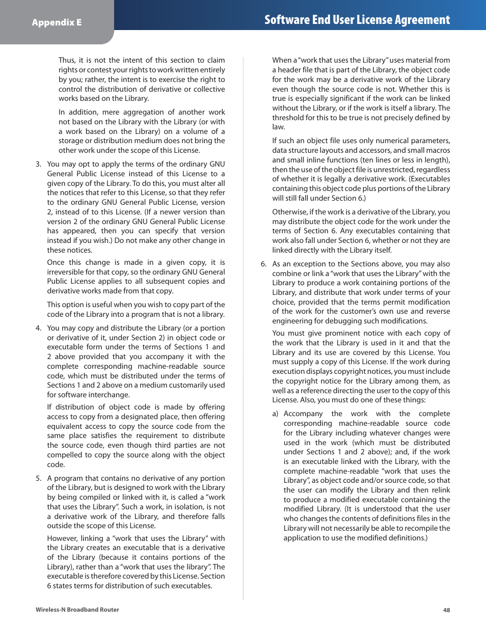 Software end user license agreement | Linksys WRT160N User Manual | Page 49 / 53