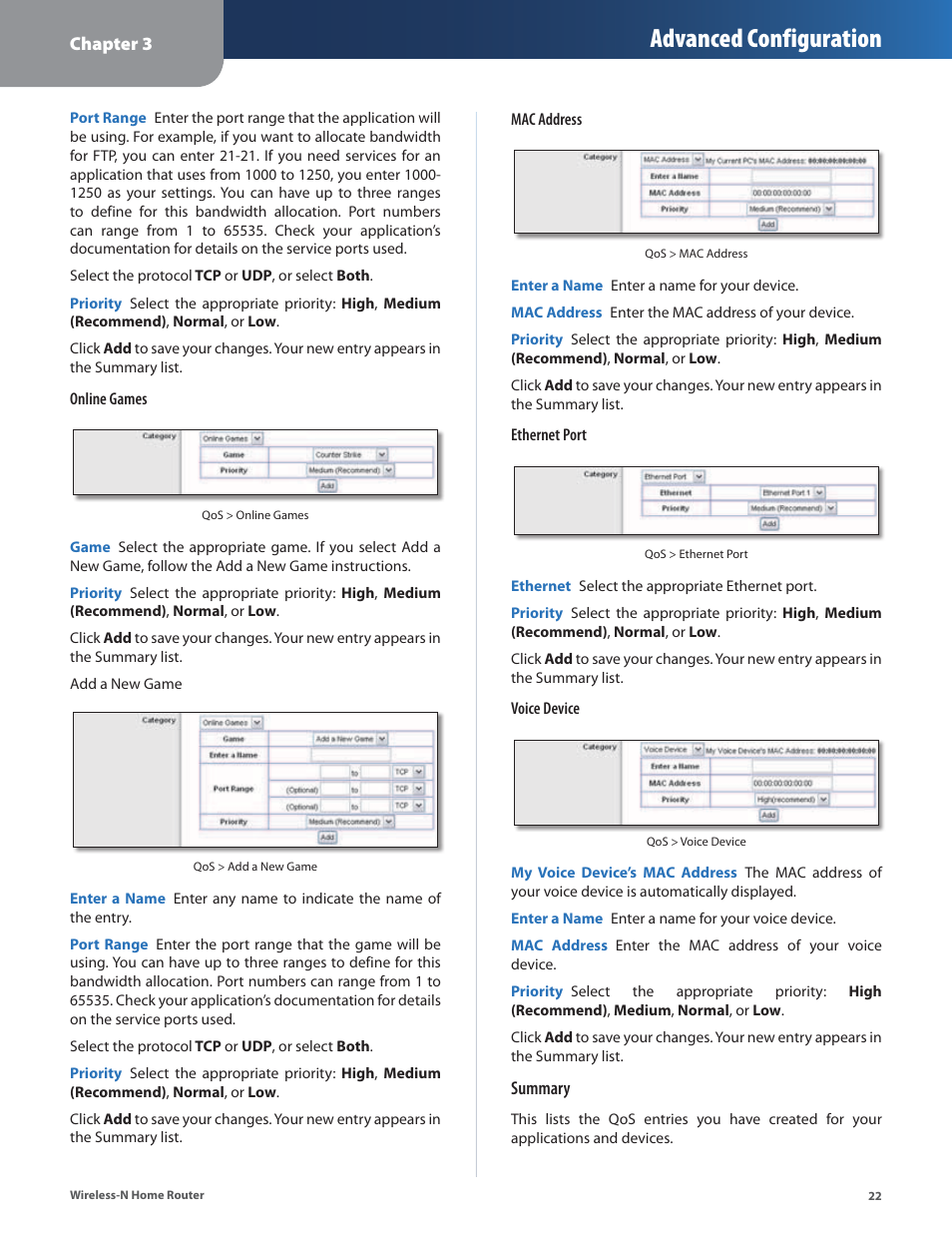 Advanced configuration | Linksys WRT120N User Manual | Page 26 / 55