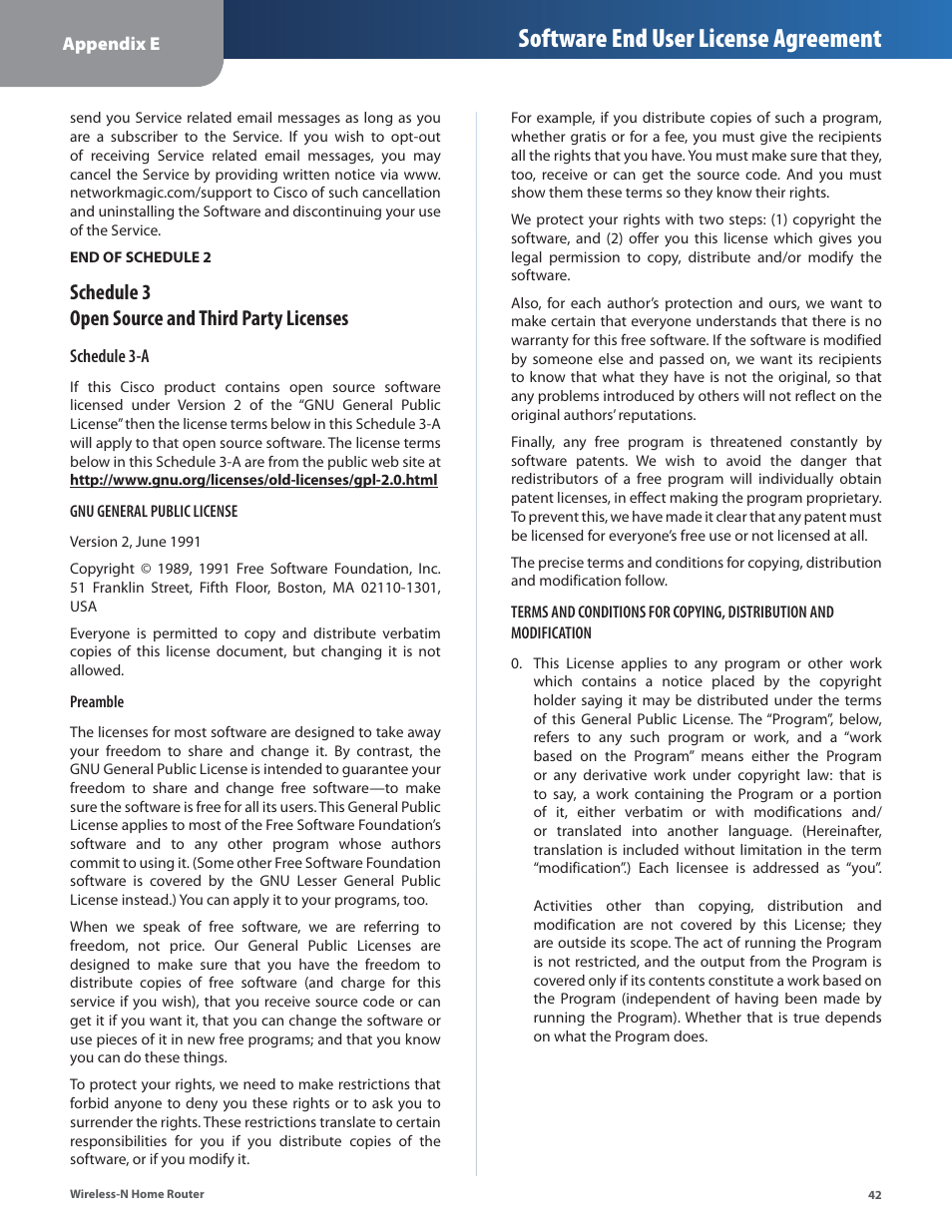 Software end user license agreement, Schedule 3 open source and third party licenses | Linksys WRT120N User Manual | Page 46 / 55