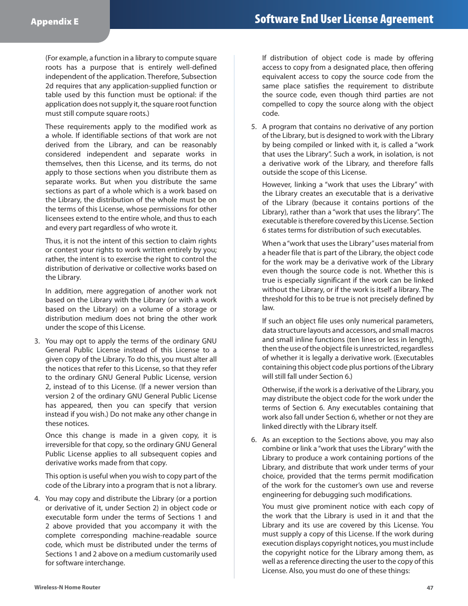 Software end user license agreement | Linksys WRT120N User Manual | Page 51 / 55