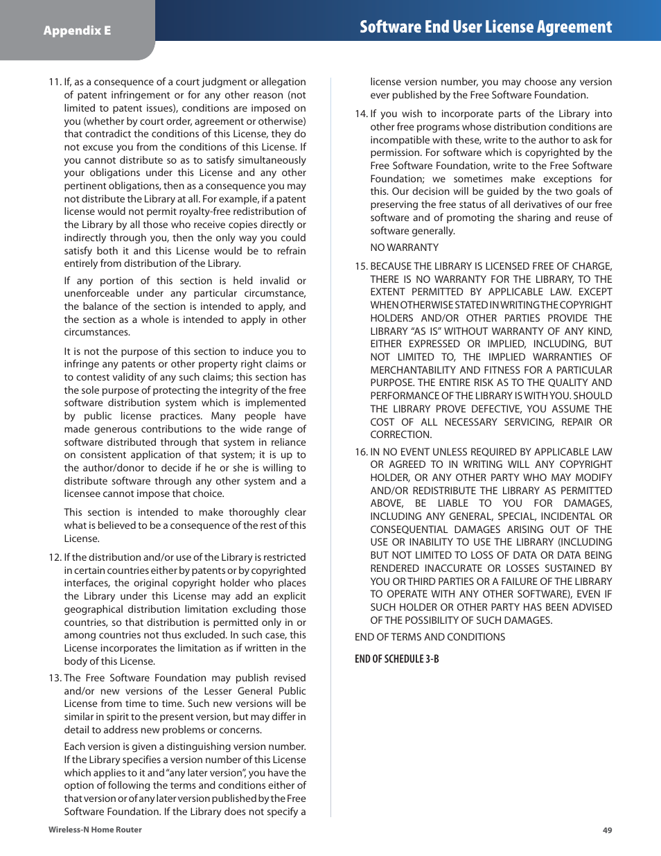 Software end user license agreement | Linksys WRT120N User Manual | Page 53 / 55