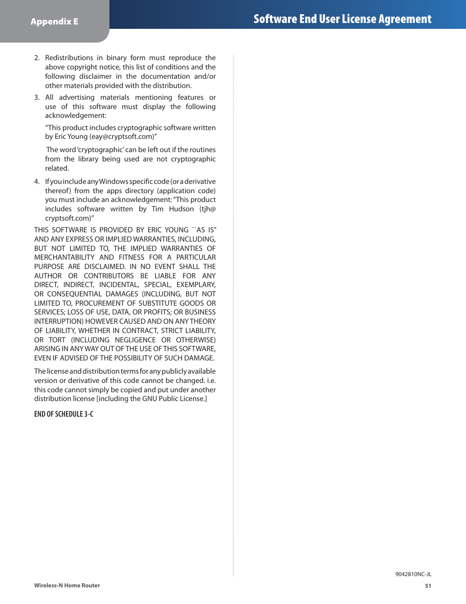 Software end user license agreement | Linksys WRT120N User Manual | Page 55 / 55