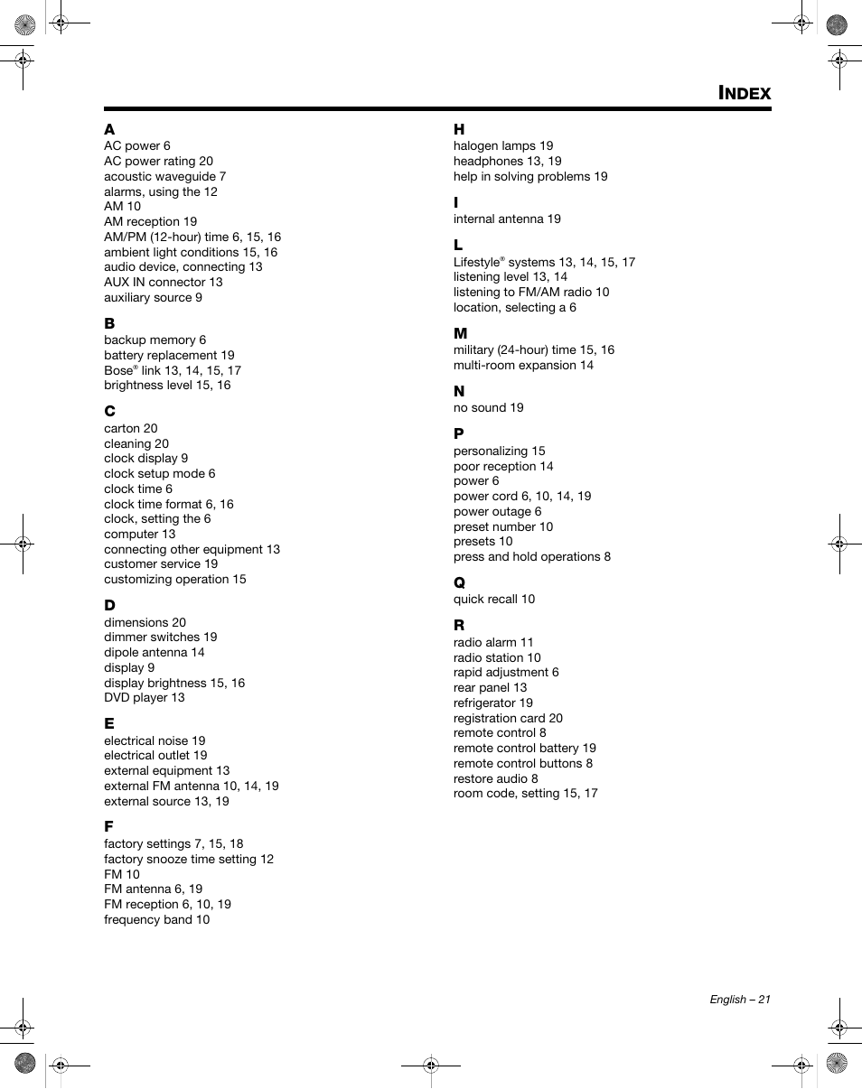 Bose Wave Radio III User Manual | Page 21 / 24