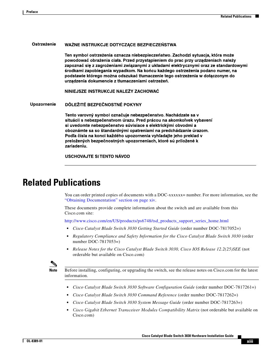 Related publications | Cisco 3030 User Manual | Page 13 / 72