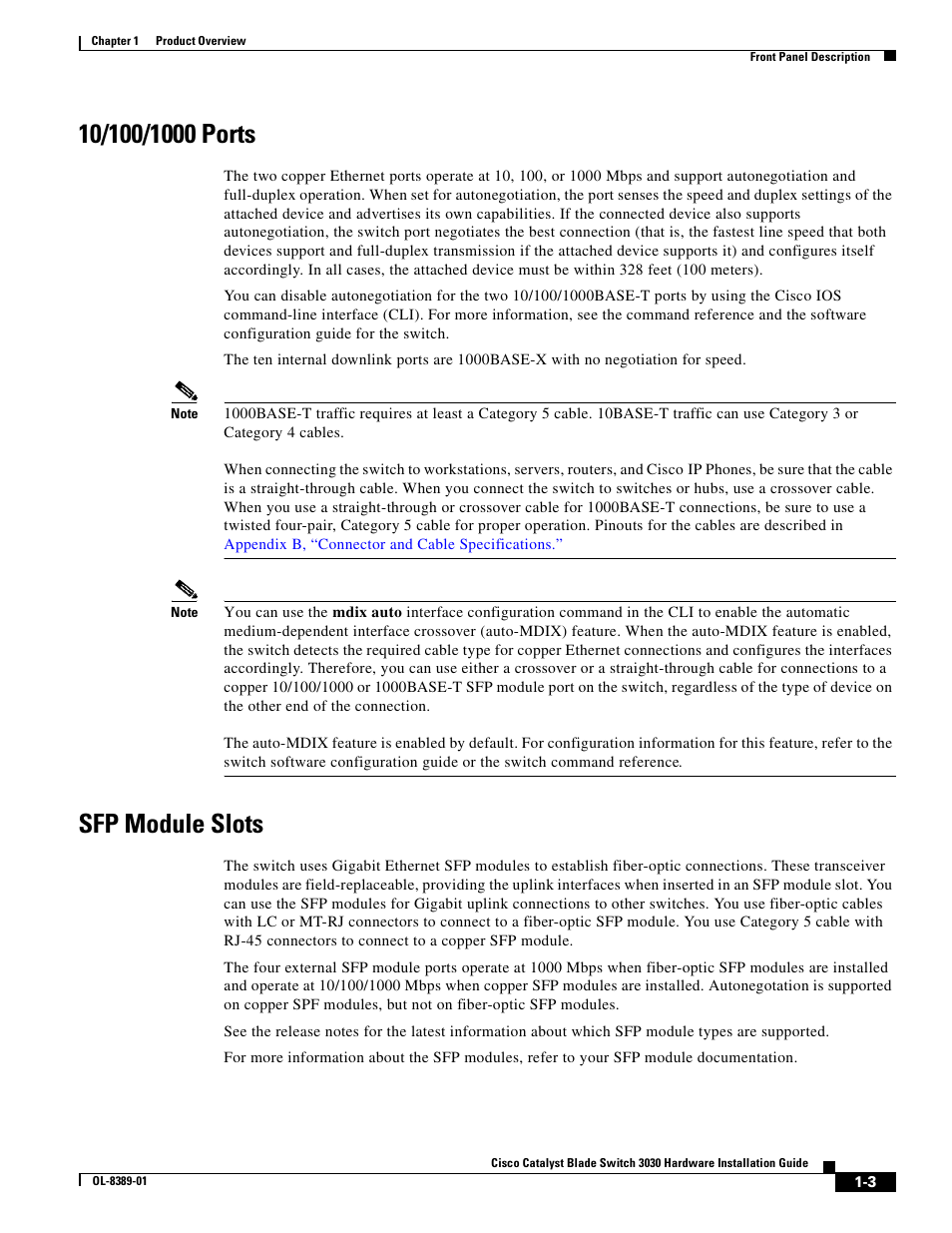 10/100/1000 ports, Sfp module slots | Cisco 3030 User Manual | Page 23 / 72