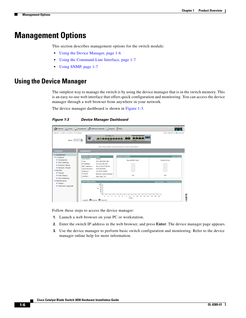Management options, Using the device manager | Cisco 3030 User Manual | Page 26 / 72