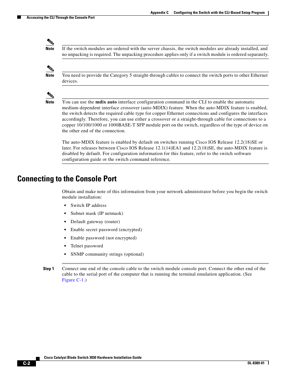 Connecting to the console port | Cisco 3030 User Manual | Page 64 / 72