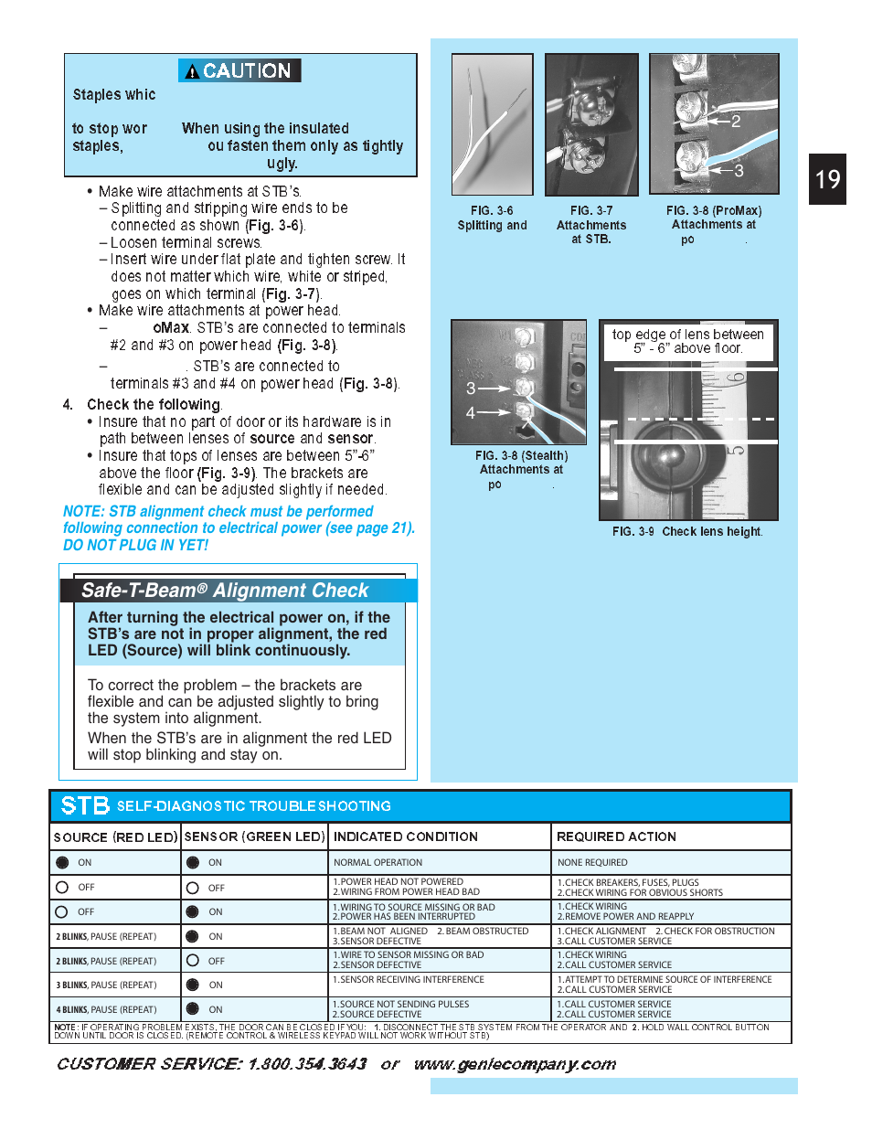 Caution, Fig. 3-6), Fig. 3-7) | Omax, Fig. 3-8), Check the following, Source, Sensor, Fig. 3-9), Make wire attachments at stb | Genie Pro max PMX-IC B Series User Manual | Page 19 / 32