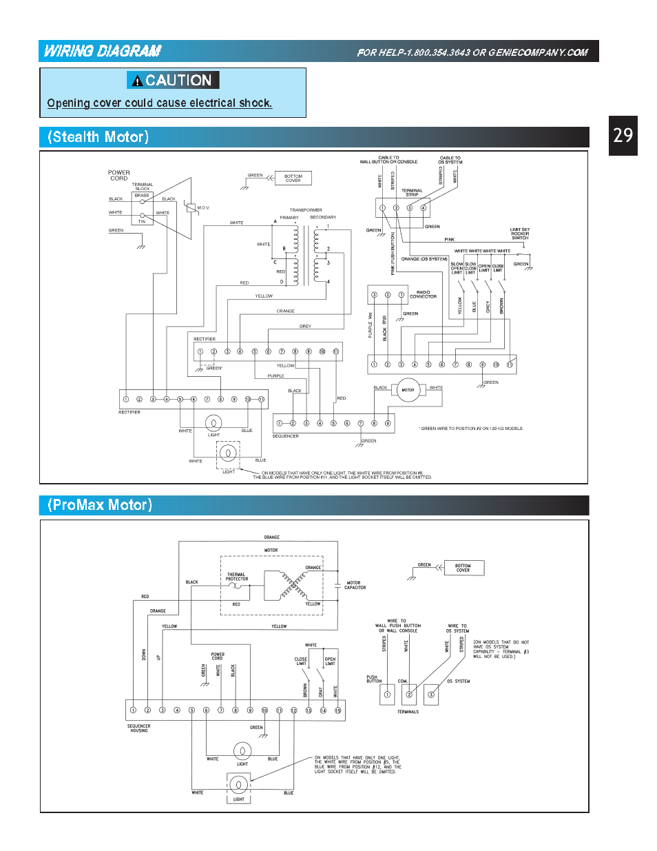 Caution (stealth motor), Promax motor) | Genie Pro max PMX-IC B Series User Manual | Page 29 / 32