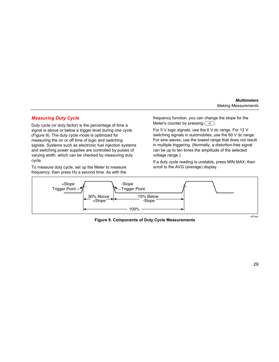Measuring duty cycle | Fluke 87 V User Manual | Page 37 / 60