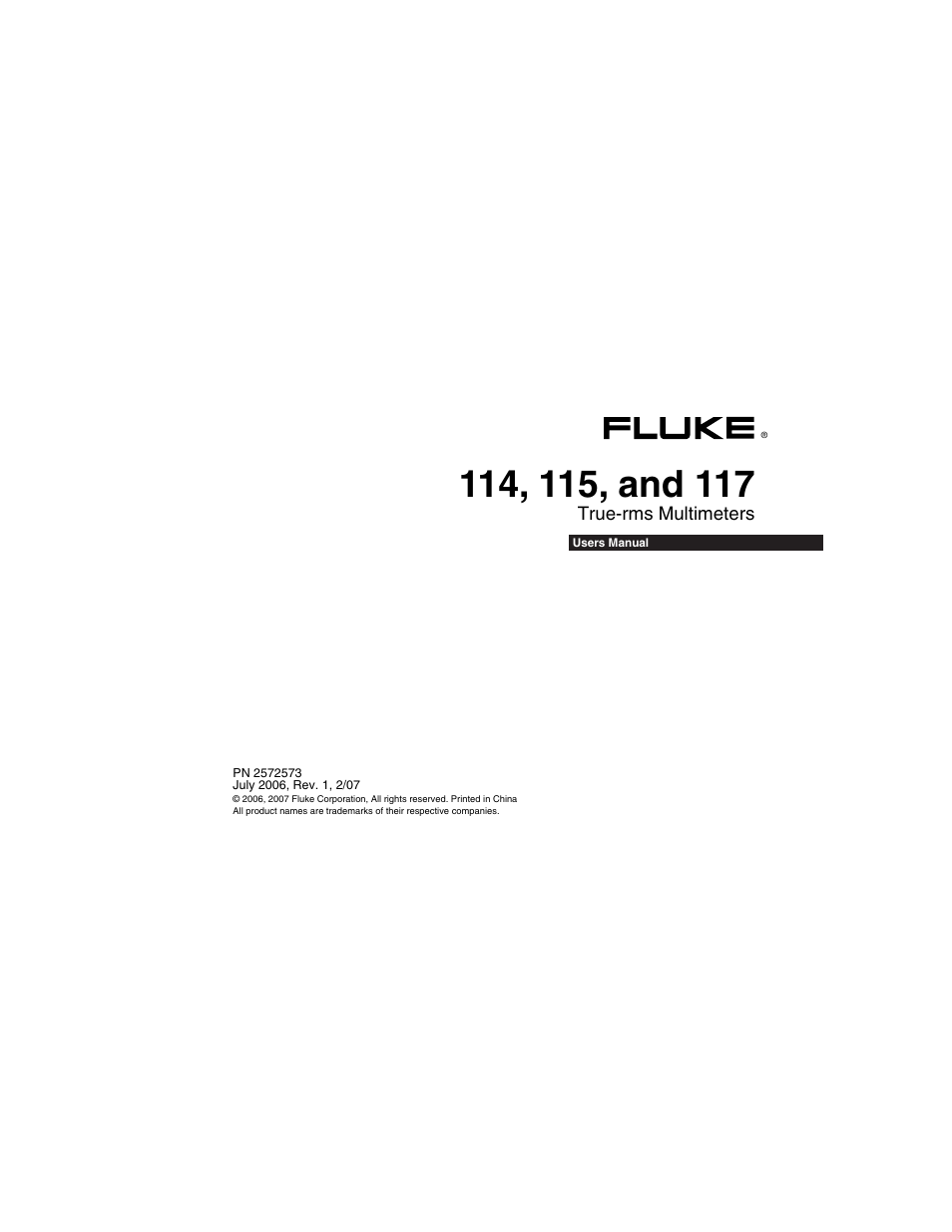 Fluke 117 User Manual | 26 pages