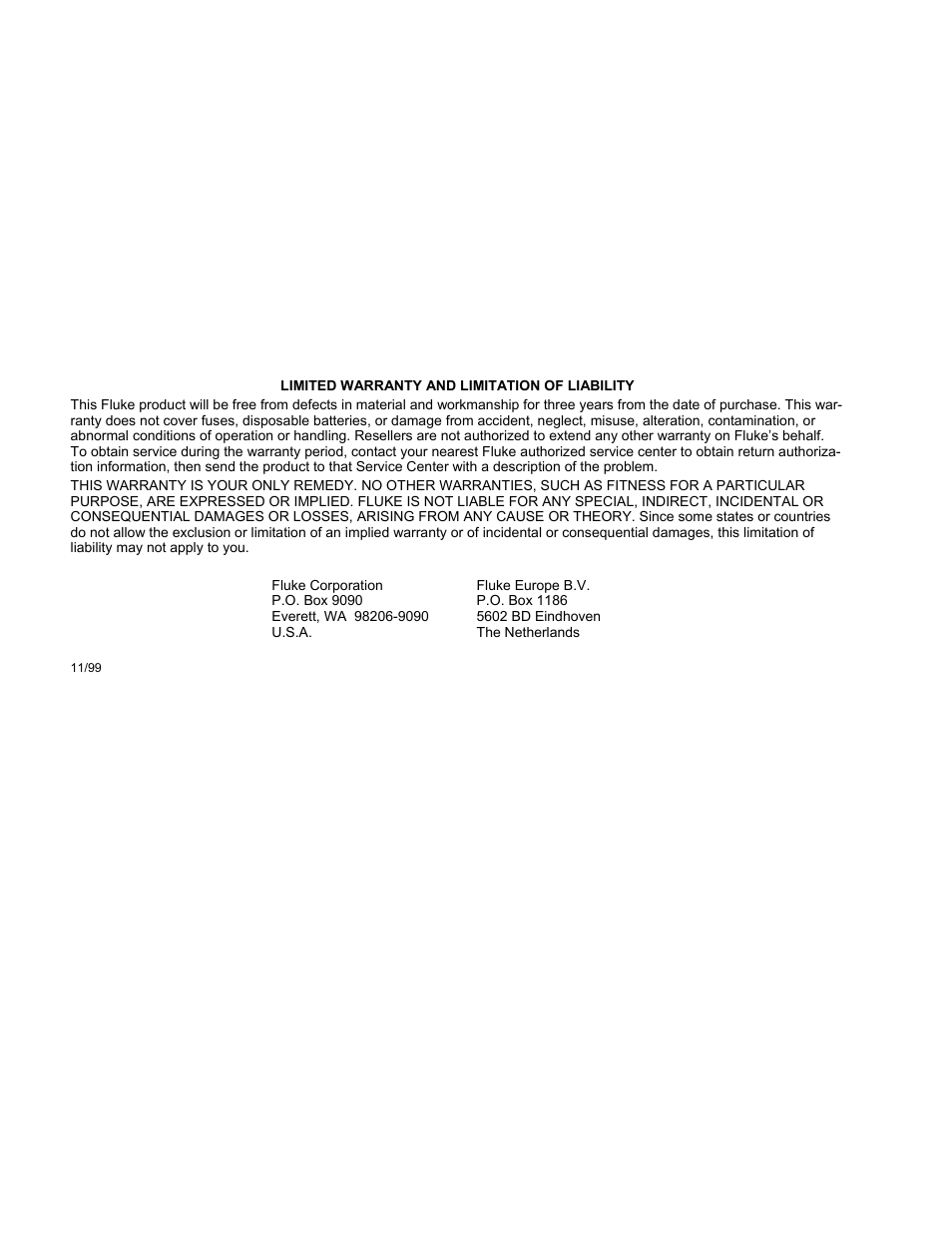Warranty | Fluke 789 User Manual | Page 2 / 54