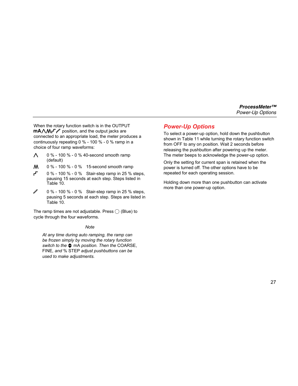 Power-up options | Fluke 789 User Manual | Page 35 / 54