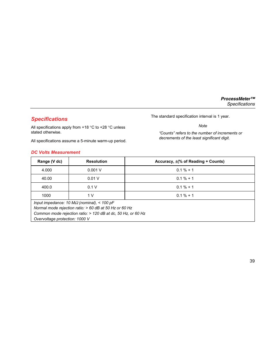 Specifications | Fluke 789 User Manual | Page 47 / 54