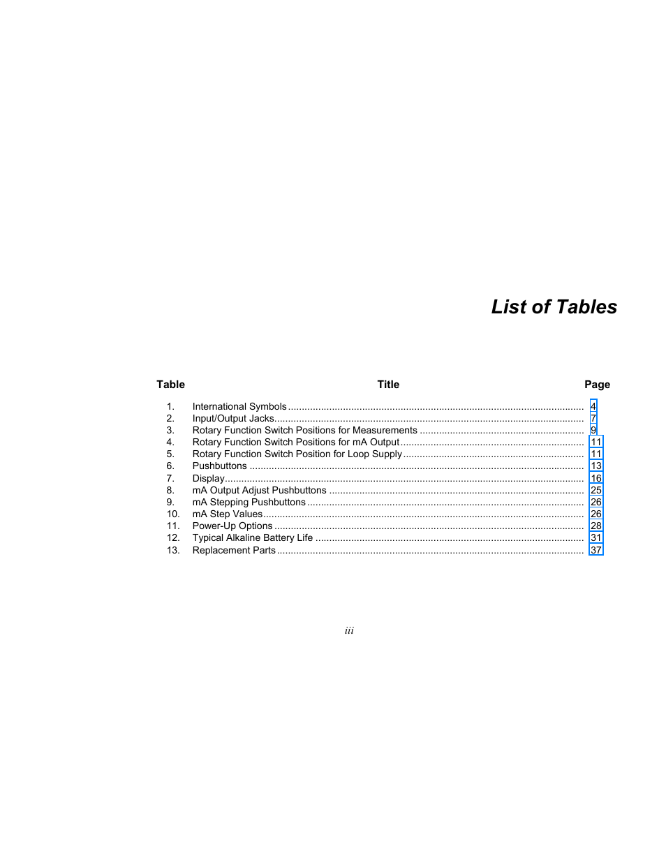 List of tables | Fluke 789 User Manual | Page 5 / 54