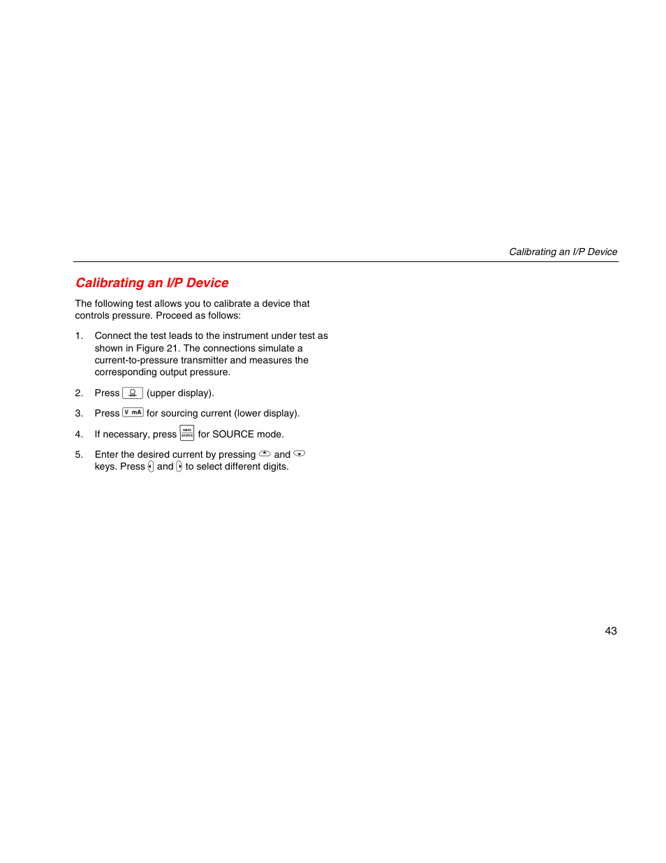 Calibrating an i/p device | Fluke 725 User Manual | Page 53 / 72