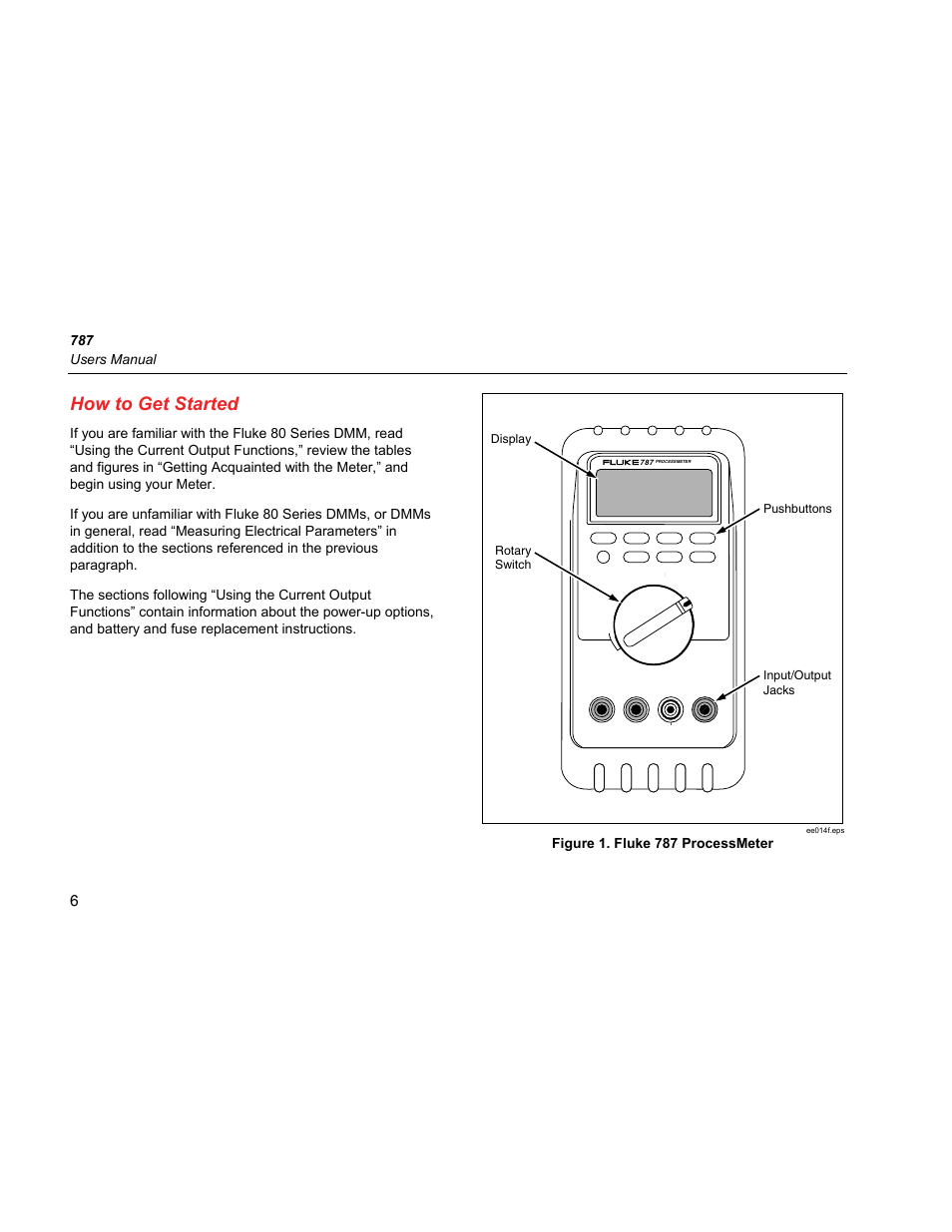 How to get started, 787 users manual, Figure 1. fluke 787 processmeter | Fluke 787 User Manual | Page 14 / 52