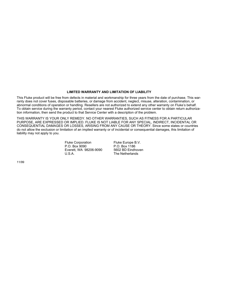 Warranty | Fluke 787 User Manual | Page 2 / 52