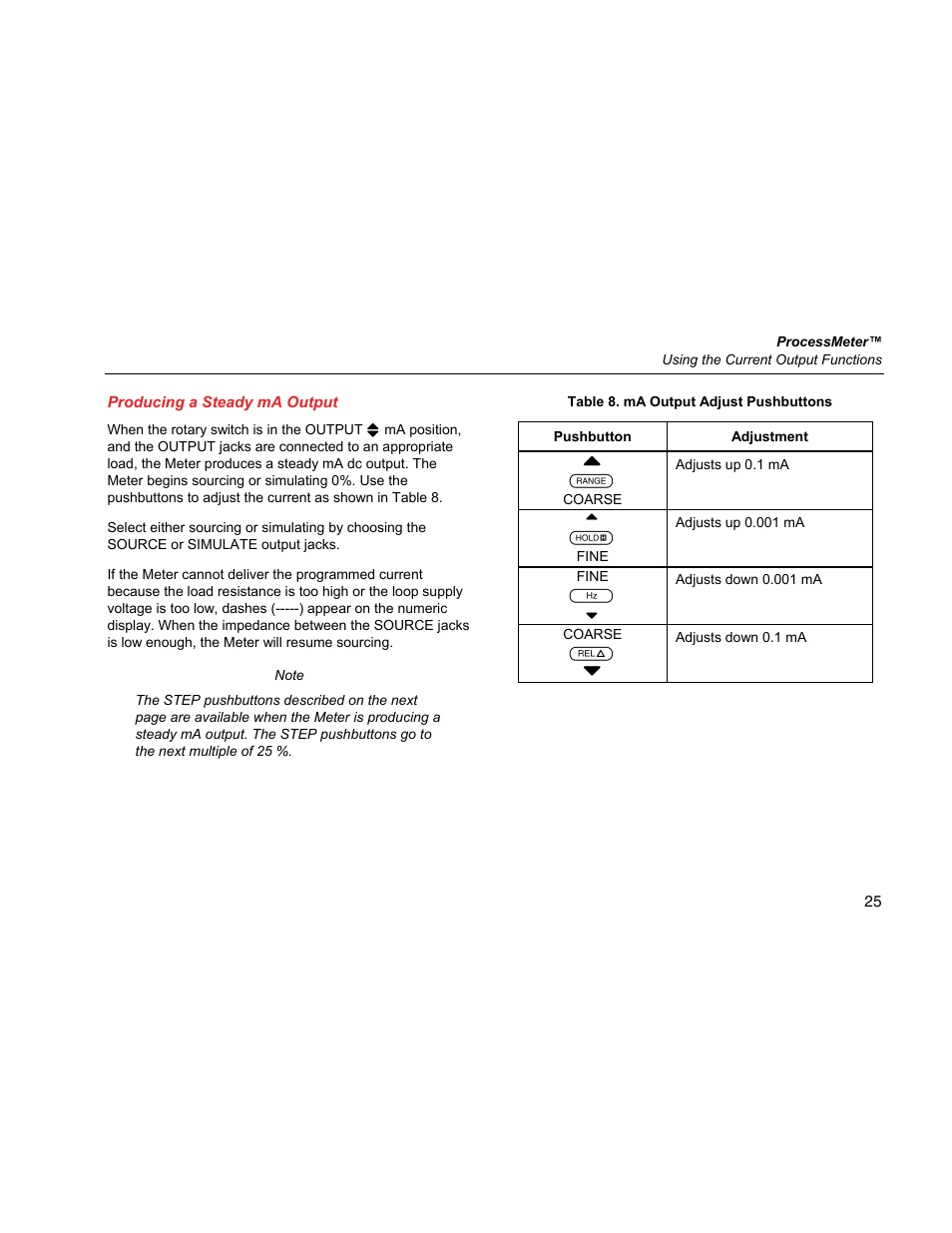 Producing a steady ma output | Fluke 787 User Manual | Page 33 / 52