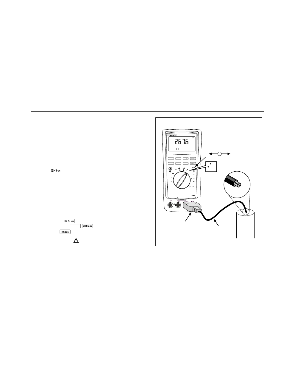 Measuring temperature, Wwarning, Making measurements measuring temperature | Figure 3-10. temperature measurement | Fluke 189 User Manual | Page 51 / 96