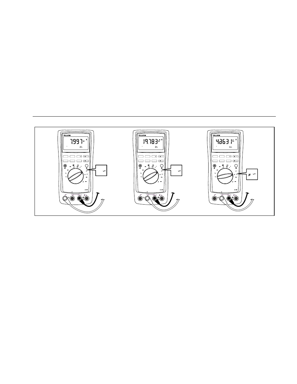 Making measurements measuring current, Figure 3-11. ac current measurement, Ma a ma a ma a ma a a a | Fluke 189 User Manual | Page 55 / 96