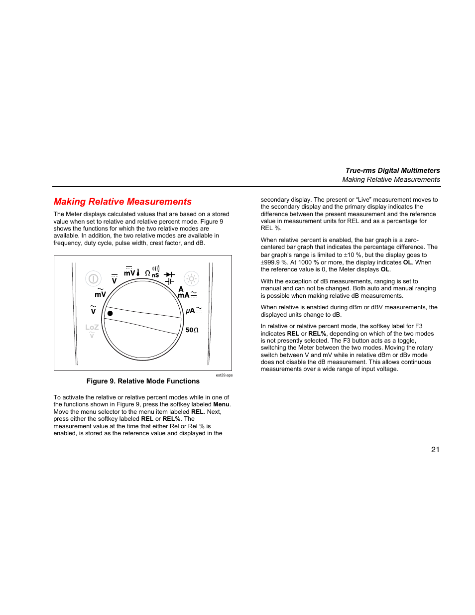 Making relative measurements | Fluke 289 User Manual | Page 31 / 88