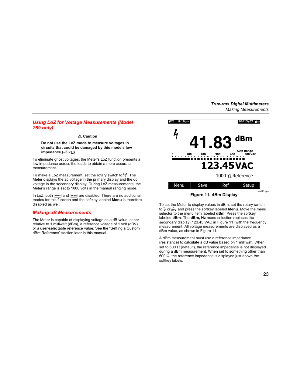 Making db measurements | Fluke 289 User Manual | Page 33 / 88
