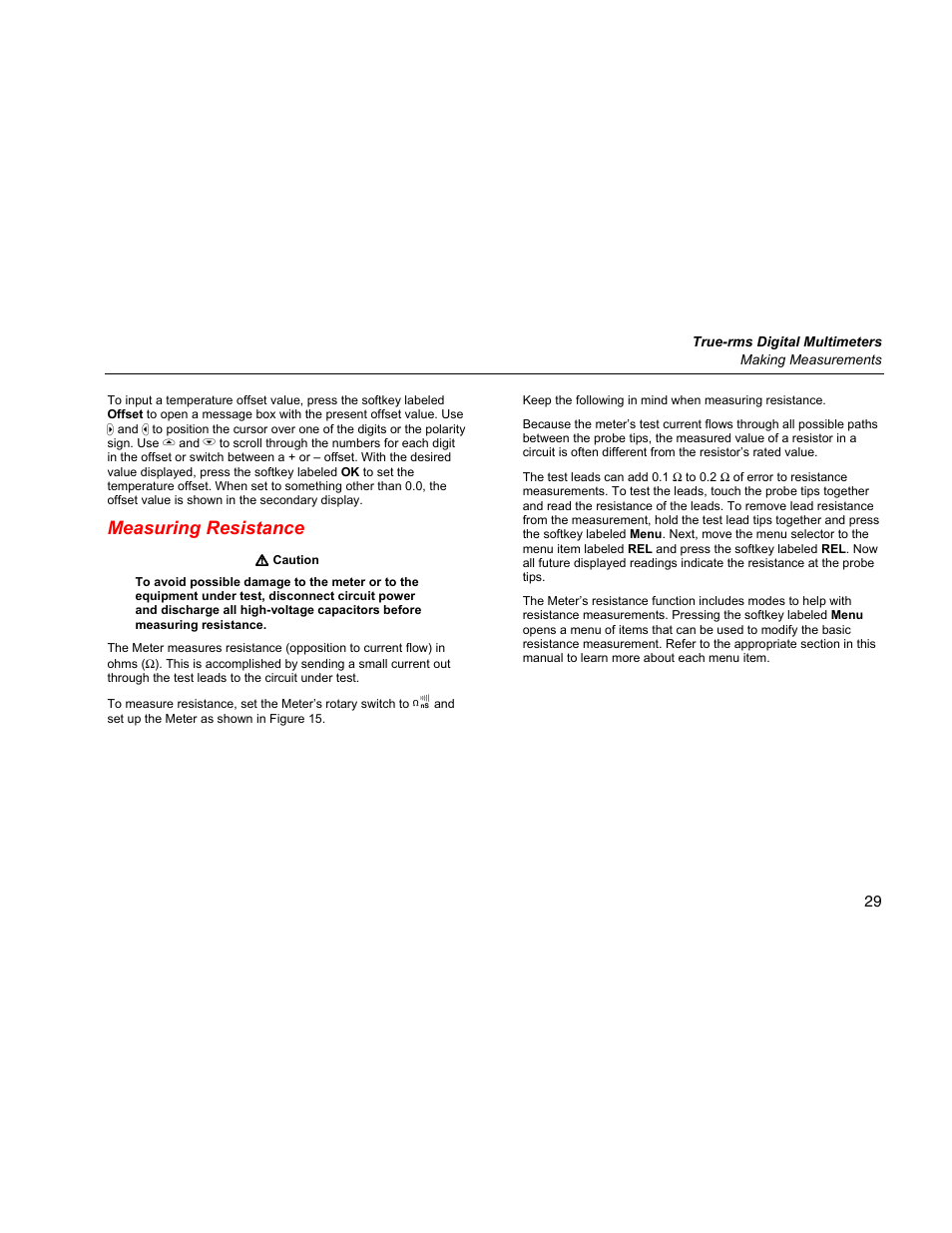 Measuring resistance | Fluke 289 User Manual | Page 39 / 88