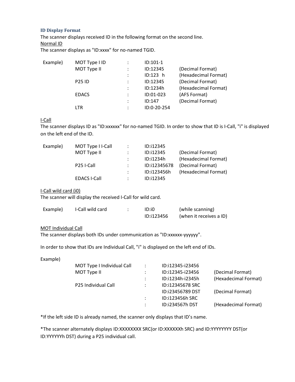 Id display format | Uniden BCD396XT User Manual | Page 117 / 273