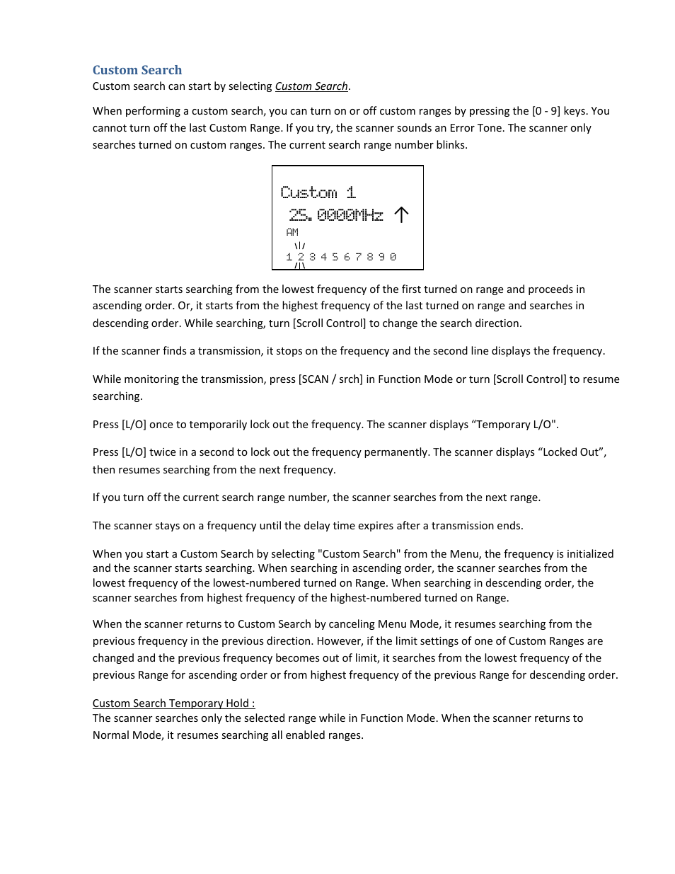 Custom search, Custom 1, 0000mhz | Uniden BCD396XT User Manual | Page 147 / 273