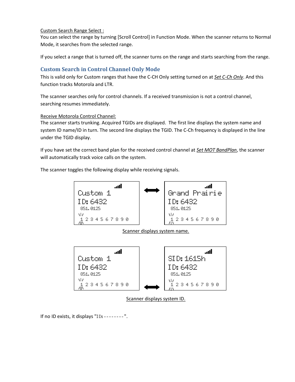 Custom search in control channel only mode, Grand prai ri e i d: 6432 | Uniden BCD396XT User Manual | Page 148 / 273