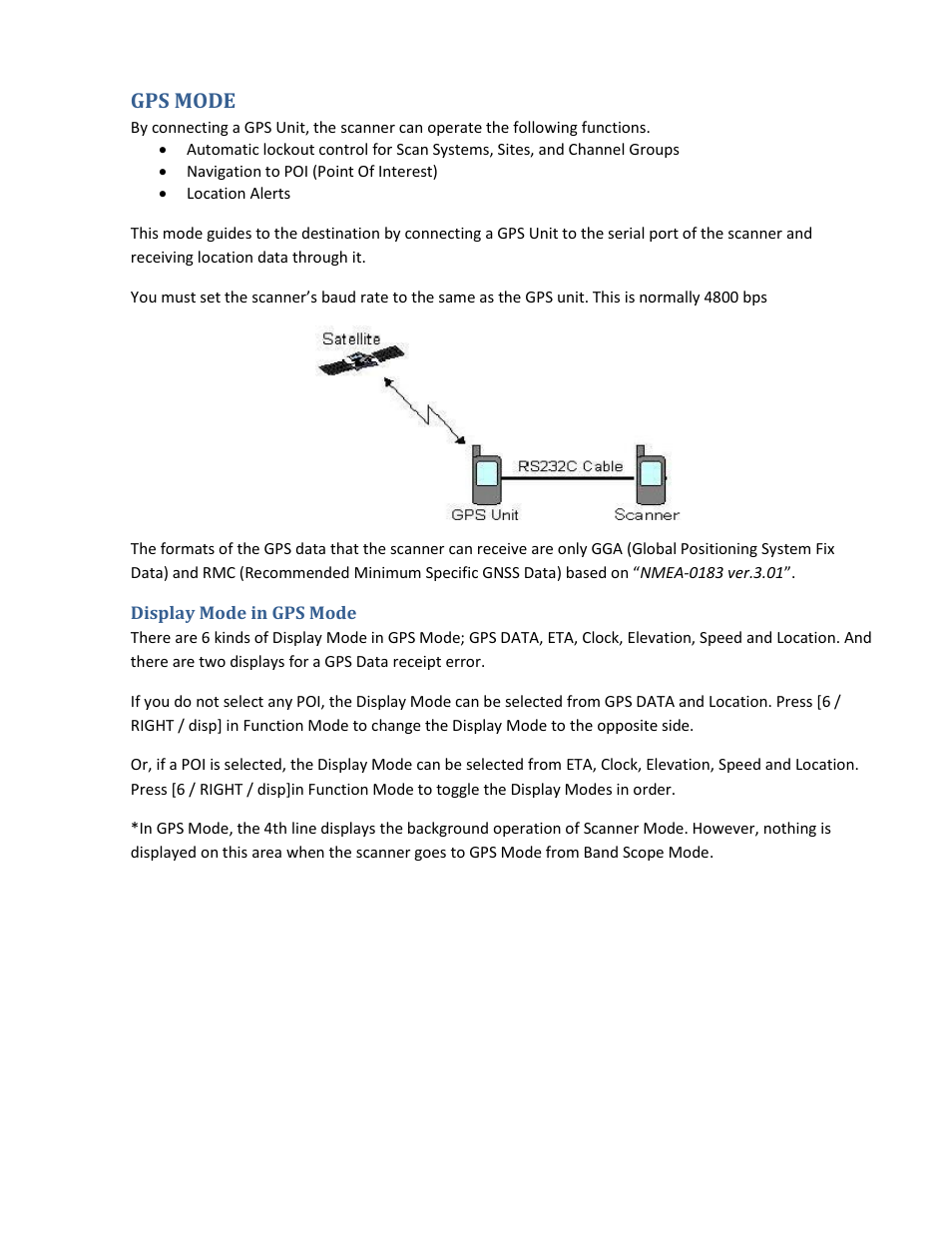 Gps mode, Display mode in gps mode | Uniden BCD396XT User Manual | Page 179 / 273