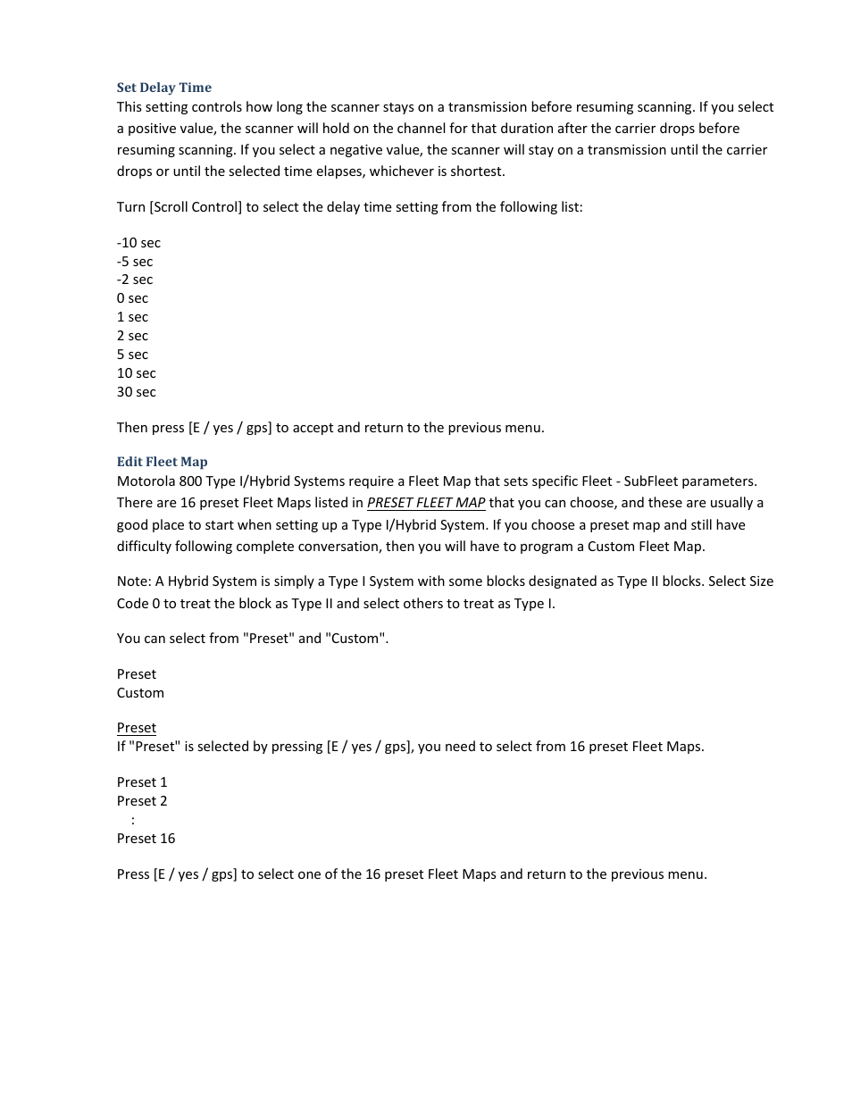 Set delay time, Edit fleet map | Uniden BCD396XT User Manual | Page 37 / 273