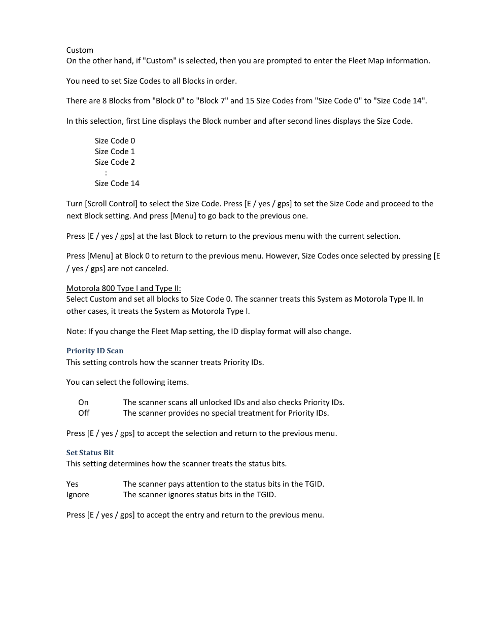 Priority id scan, Set status bit | Uniden BCD396XT User Manual | Page 38 / 273