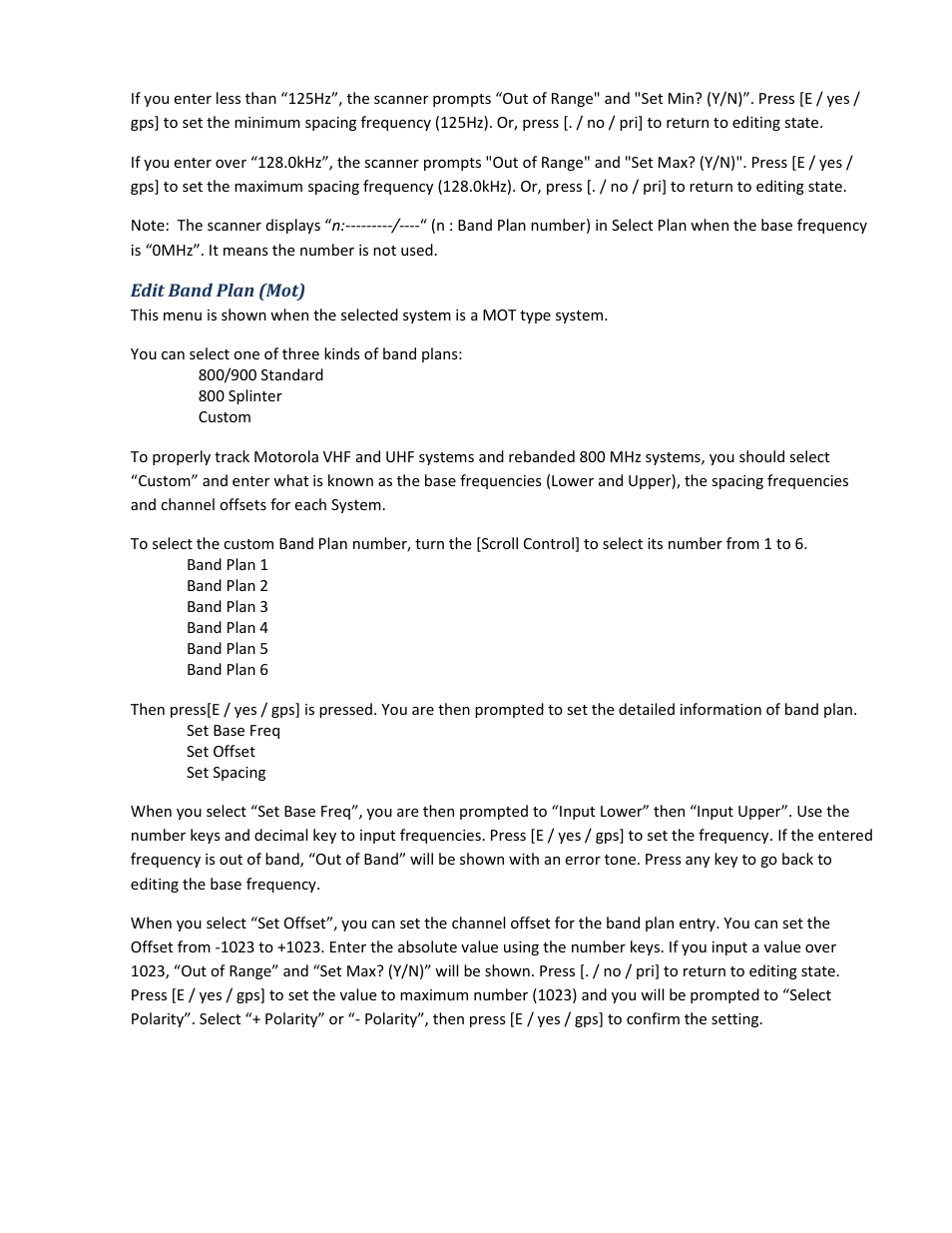 Edit band plan (mot) | Uniden BCD396XT User Manual | Page 47 / 273